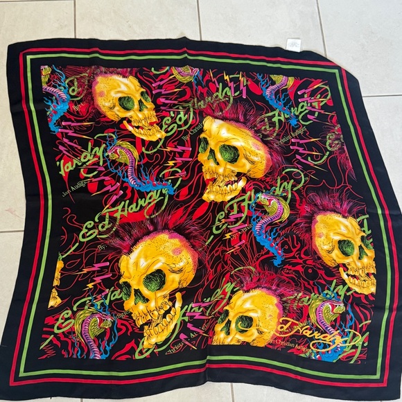 EUC Ed Hardy Colorful Silk Scarf - Picture 3 of 4